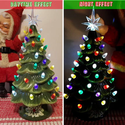 Ceramic Christmas Tree Replacement Lights/Bulbs, Ceramic Tree Medium Multicolor Twist Light Ornaments(117 Bulbs+5 Topper Star)