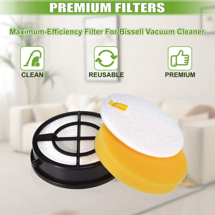 2Pack 1650 Filter For Bissell Pet Hair Eraser Turbo Upright Vacuum Model 1650A,1650C, 16501, 16507, 16508, 16502, 1650P, 1650R, 1650W, Replaces Parts 1608860 & 16871