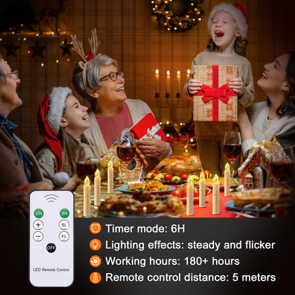 RaceGT 20 Pcs Flameless Candles with Remote, Clip On Candle Lights for Christmas Tree with Timer, Battery Operated LED Window Candles, Taper Floating Candles for Home Indoor Outdoor Christmas Decor