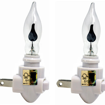 2 Pack -Plug in Night Light Modules White Plastic Include Flicker Night Light Bulbs, Great for Making Your Own Halloween Fall Christmas Holiday Flickering Night Lights