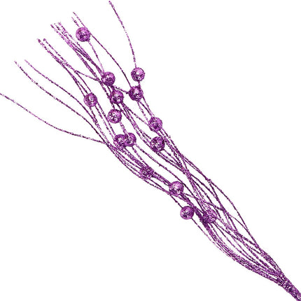 10 Pcs Artificial Glitter Berry Stems for Christmas Tree Picks Curly Sprays Faux Glitter Berry Branches Christmas Tree Twigs Filler Decorations Festival Wreath Supplies Table Centerpiece (Purple, 10)