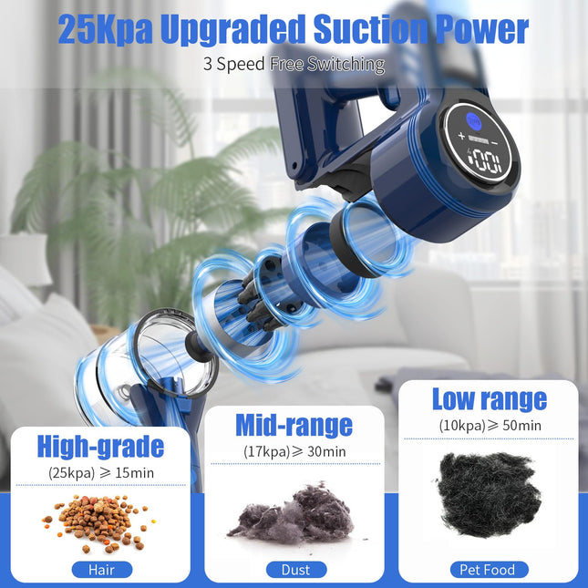 Sejoy Vacuum Cleaners For Carpet, Vacuum Cleaner Lightweight Stick For Home, Powerful Suction, Rechargeable Cordless, For Pet Carpet And Floor, 7 2200 Mah Battery, 25Kpa Suction