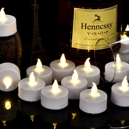 Battery Operated LED Tea Lights: 24PACK Flameless Votive Candles Lamp Realistic and Bright Flickering Holiday Long Lasting 150Hours for Seasonal & Festival Celebration Warm White
