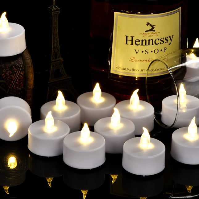 Battery Operated LED Tea Lights: 24PACK Flameless Votive Candles Lamp Realistic and Bright Flickering Holiday Long Lasting 150Hours for Seasonal & Festival Celebration Warm White