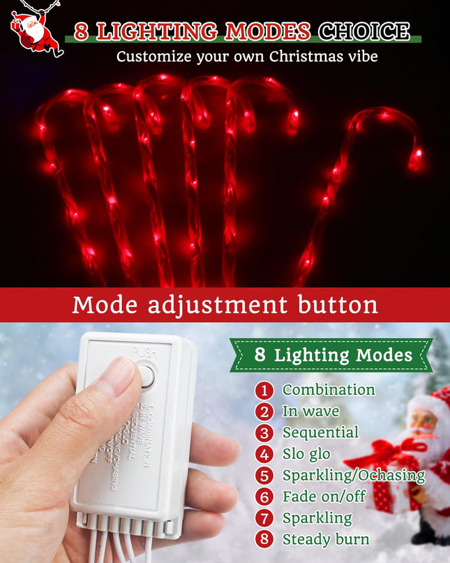 Luditek 29" Christmas Candy Cane Pathway Markers Set of 12 Christmas Outdoor Outside Decorations Lights 8 Blinking Modes Indoor Holiday Xmas Yard Patio Garden Walkway Decor