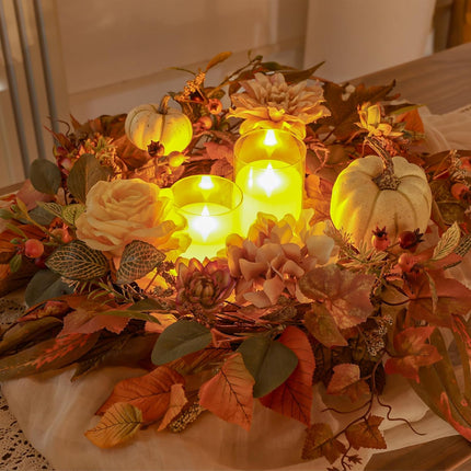 Fall Wreath, Pumpkin Fall Wreaths for Front Door, 22 inch Autumn Wreath for Indoor Outdoor Harvest Festival Thanksgiving Christmas and Fall Decorations