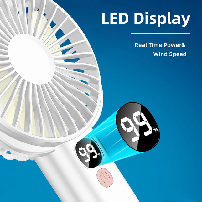 Mini Hand Held Fan Portable, Rechargeable Battery Operated Handheld Fan With Base,410 Hours,5 Speeds Personal Desk Table Fan