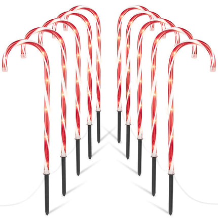 Brightown 28" Candy Cane Lights with Stakes, 10 Packs Large Christmas Pathway Lights Outdoor, Candy Cane Lights Outdoor Pathway Christmas Decorations for Yard Lawn Garden Walkway Sidewalk