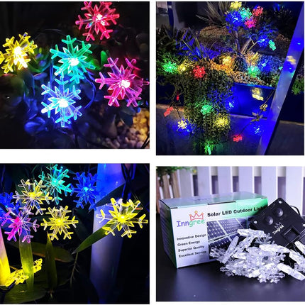 Solar Christmas Fairy String Lights 20 ft 30 LED 8 Modes Solar Snowflake Outdoor Waterproof Powered String Lights for Garden Patio Yard Home Christmas Tree Parties(Multicolor)