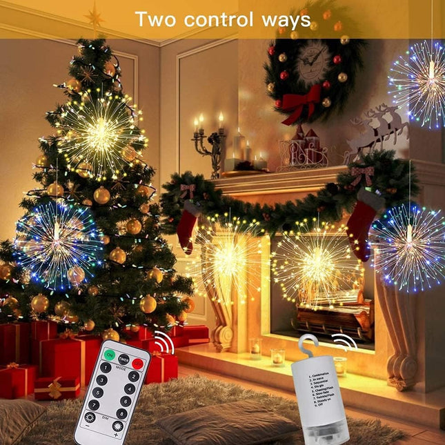 Fairy String Lights Christmas Lights,120 LED 8 Modes Battery Operated Hanging Fairy Lights with Remote,Waterproof Copper Wire Star Lights for Wedding Party Garden Christmas Decoration (Warmlight)