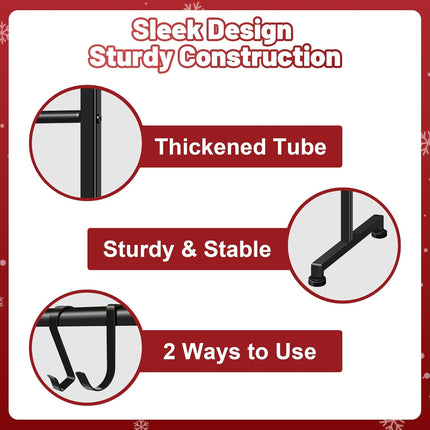 Christmas Stocking Holder Stand with 12 Hooks, standing Stocking Holders for Mantle, Classic Heavy Duty Stocking Garland Hangers for Mantel(Black)