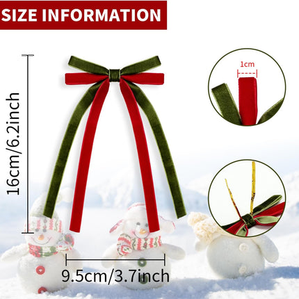 10Pcs Christmas Bows Decorations,5.9x4'' Two Tone Velvet Bow Christmas Wreath Bow for Christmas Tree Wreath Garland Wrapping Wedding Party Décor (Red Olive Green)