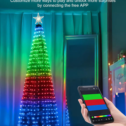 Christmas Tree Lights, Smart RGBIC 400 LEDs Christmas Lights Indoor, 6.8ft × 20 String Lights for Halloween Decor, IP65 Waterproof, Music Sync, DIY, 80+ Scene Modes, Green Wire