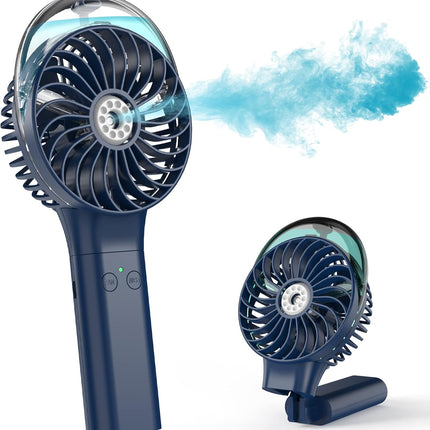Comlife Portable Handheld Misting Fan, 3000Mah Rechargeable Battery Operated Spray Water Mist Fan, Foldable Mini Personal Fan
