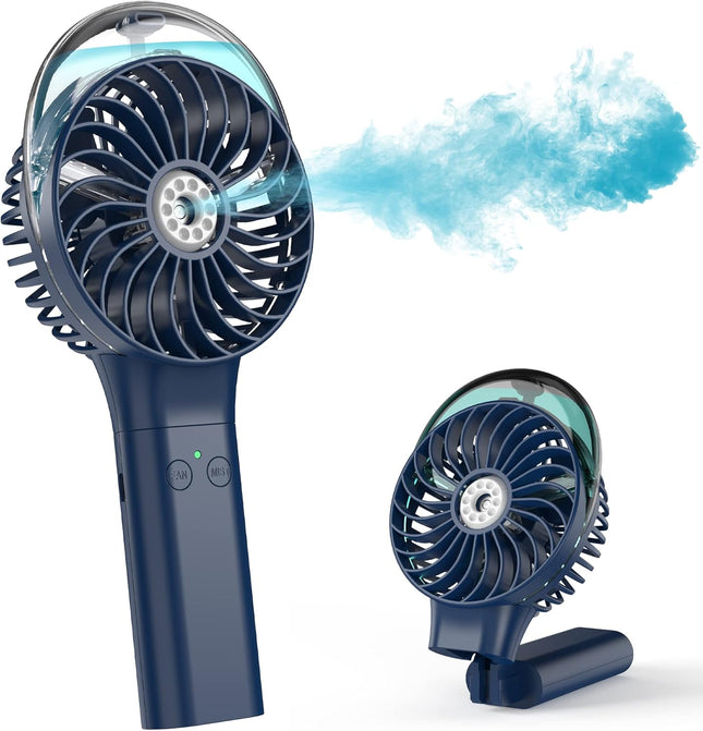 Comlife Portable Handheld Misting Fan, 3000Mah Rechargeable Battery Operated Spray Water Mist Fan, Foldable Mini Personal Fan