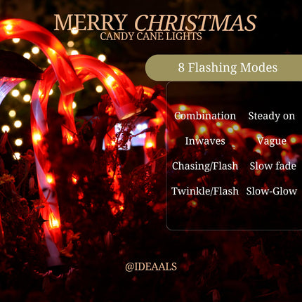 24-Pack d Solar Christmas Candy Cane Lights, Solar Pathway Lights Waterproof, Christmas Decorations Outdoor with 8 Modes for Party Patio Garden Lawn Yard Decor