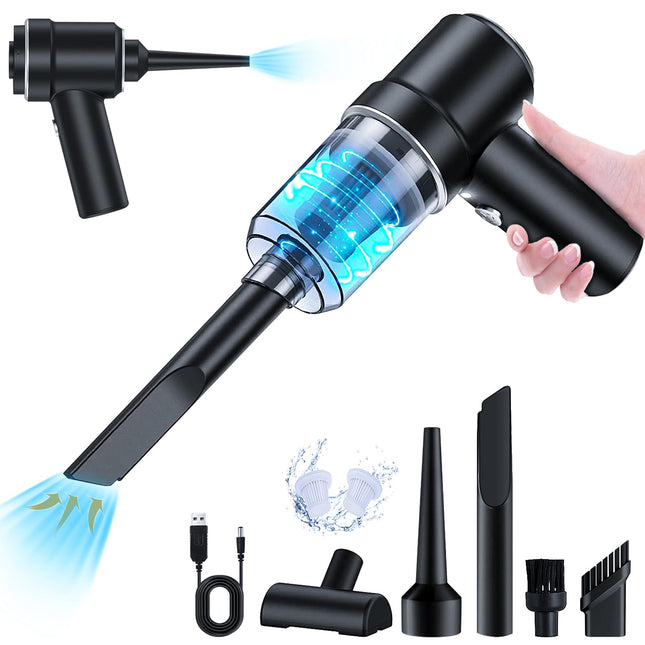 Handheld Car Vacuum Cleaner, Cordless Vacuum Cleaner, Usb Rechargeable Mini Vacuum Cordless With Led Light, Portable Vacuum With Vacuum Cleaner And Air Duster 2 In 1 For Carhomeofficepet
