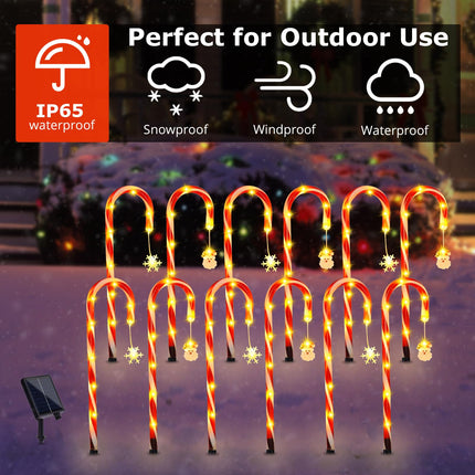 12 Pack Christmas Outdoor Decorations, 21" Solar Candy Cane Pathway Lights Outdoor Waterproof with 108 LEDs, Remote Control for Yard Patio Holiday