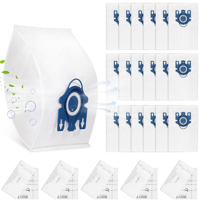 20 Pack 3D Airclean Gn Vacuum Bags Compatible With Miele Classic C1, Complete C1, Complete C2, Complete C3, S227 S240, S270, S400, S2, S5, S8 Series Canister Vacuum Cleaner
