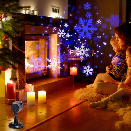 Vanthylit Christmas Projector Lights Outdoor, White Blue Snowflakes Projection Outside, Waterproof LED Landscape Christmas Light for Window Yard House Party Xmas Indoor Decor