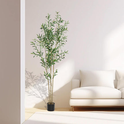 Artificial Olive Tree 6ft Tall with Natural Wood Trunk and Lifelike Fruits,Faux Silk Plant for Home Office Decor Indoor Faux Tree