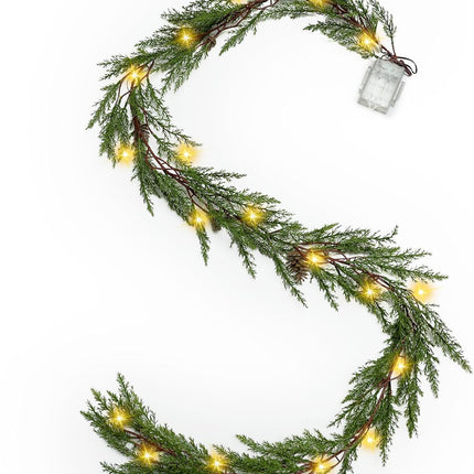 6 Ft Realistic Garland Christmas Decorations with Lights, Prelit Christmas Tree Garland with Pine Cones,Lighted Christmas Garland, Christmas Garland for Mantle, Prelit Garland Thanksgiving Indoor