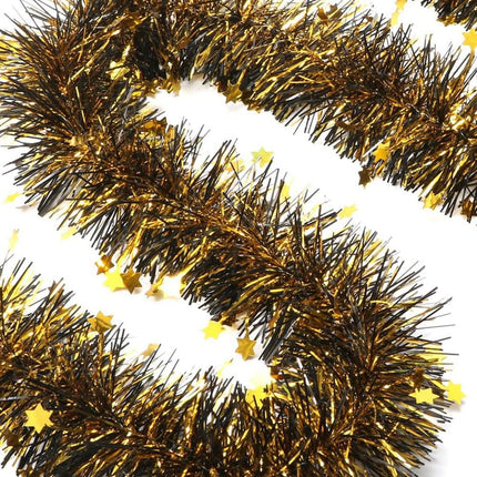 4Pcs Graduation Party Tinsel Garland 26 Feet Black Gold Tinsel Twist Banner Metallic Tinsel Grad Party Hanging Ornament for Graduation Party DIY Wreath Craft Home School Tree Wall Decoration
