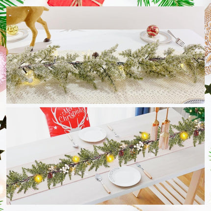 Pine Garland-6FT Christmas Garland,Artificial Evergreen Garland, Battery Operated Garland with Lights,Prelit Garland Timer for Mantle Holiday Outdoor Indoor Fireplace Decor
