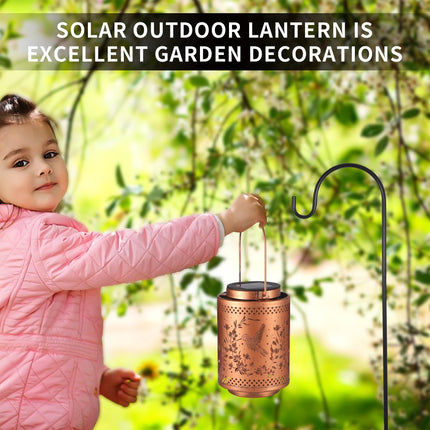 Hummingbird Solar Lanterns Garden Decor Birthday s for Women Mon Grandma Metal Hanging Solar Lights Waterproof Outdoor Decoration for Outside LED Lanterns for Yard Patio Lawn Pathway Landscape
