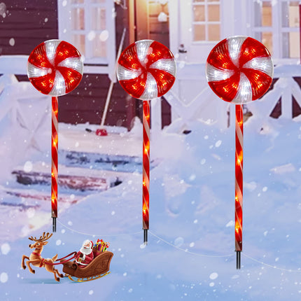 6 Pack Lollipop Christmas Pathway Lights Outdoor - 29 inches 120 LED Lighted Candy Cane Decorations with 8 Lighting Modes Waterproof String Lights Plugin for Holiday Lawn Yard Patio Walkway Markers