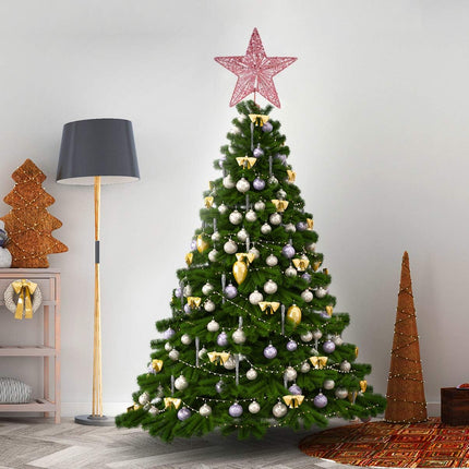 KESYOO Chritmas Glitter Star Tree Topper Exquisite Iron Star Tree Topper Ornament Metal Christmas Tree Decor for Home Bar Xmas Tree Decor(Pink)
