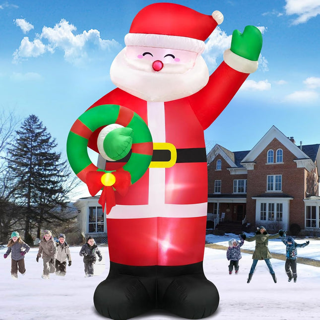 Danxilu 12 FT Giant Inflatable Santa Christmas Outdoor Decorations, Huge Santa Claus Christmas Blow up Yard Decorations Built-in LED Lights Outside Waterproof Xmas Decor for Holiday Party Garden Lawn