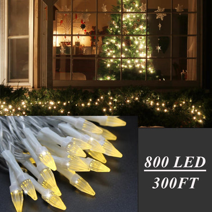 Solhice 300ft Christmas Lights Outdoor with Remote, 800 LED Waterproof String Lights Plug in, Clear Wire Twinkle Fairy Lights for Outside Indoor Bedroom Backyard Garden Christmas Decor