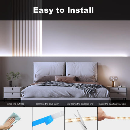 echosari 2 PCS Strip Lights Battery Operated, 9.8Ft 90 LED Strip Lights Self-Adhesive with Remote Timer, Flexible Cuttable Light Strip for Bedroom TV Boat Kitchen Cupboard Decor (Cool White)