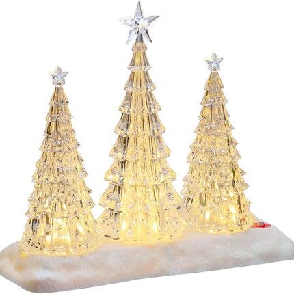 Tabletop Christmas Tree with Light and Music - Battery Operated Crystal Clear Acrylic Christmas Tree Light with 8 Christmas Songs for Tabletop Home Office Holiday Decorations , Warm White