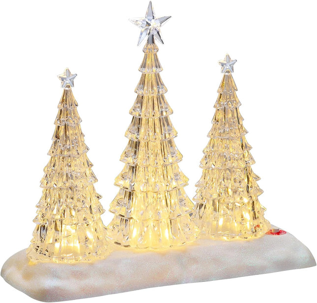 Tabletop Christmas Tree with Light and Music - Battery Operated Crystal Clear Acrylic Christmas Tree Light with 8 Christmas Songs for Tabletop Home Office Holiday Decorations , Warm White