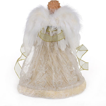 LED Angel Christmas Treetop Figurine with String Lights for Holiday Ornament or Indoor Home Table top Decor.12-Inch