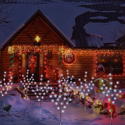 Homeleo 4 Set Snowflake Solar Christmas Lights,Bright White 80 LEDs Prelit Snowflake Tree,Waterproof Pathway Landscape Lights,Solar Decorative Lights for Outdoor Christmas Patio Porch Yard Decorations