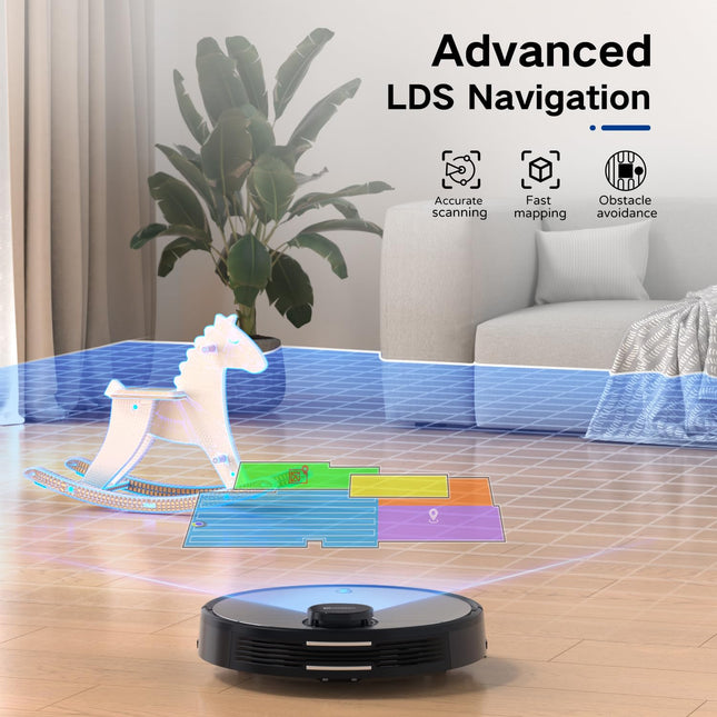 Coredy Sl200 Robot Vacuum, Cuttingedge Laser Navigation, 2600Pa Turbo Suction, 450Ml Dustbin, 120Mins Runtime, Mapping X 5, Wifialexa Robotic Vacuum Cleaner, Cleans Floors And Carpets, Pets Hair