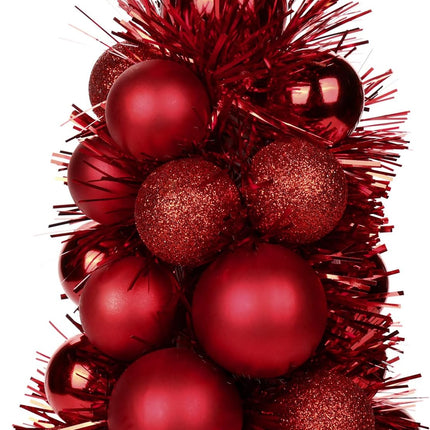 16" Small Tabletop Christmas Tree, Mini Xmas Tree with 94 Shatterproof Christmas Ornaments Balls for Christmas Decor Holiday Party Wedding Centerpiece -Red