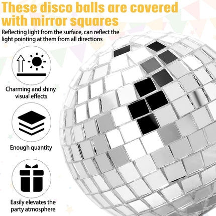 Geetery 70 Pcs Disco Ball Cake Topper Various Sizes Disco Ball Cake Decorations Reflective Mirror Disco Ball Decor Silver Disco Ball Centerpiece Disco Cake Topper for 70s Birthday Party Wedding