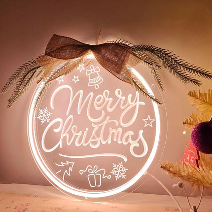 Britrio Merry Christmas Neon Light Signs LED Neon Wall 3D Art Decoration for Holiday Party Bedroom Business Store Window Home Decor Hanging Ornament Xmas Indoor 5V USB Powered 12” Warm White