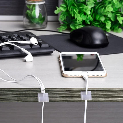 Hicarer 100 Pcs Adhesive Cable Clips Hooks for Outdoor String Lights Clips Wire Clips Cable Management Wire Cord Holder for Hanging Christmas Light Wall Desk Car Home Office(Small,White)