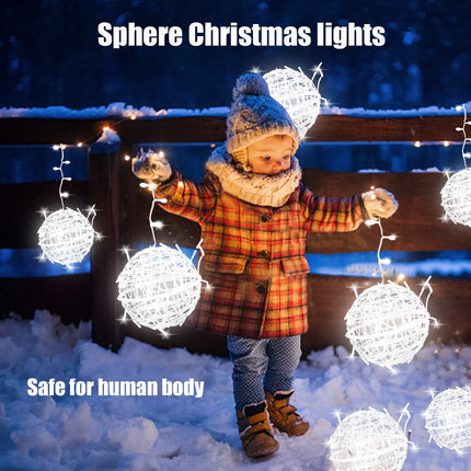 Outdoor Balls Lights Hanging Tree Garden Lights - 4 Pack 7.87" Sphere Lights with Plug in Globe Lights for Trees Party Wedding Yard Garden Porch Patio Decoration(Cool White)