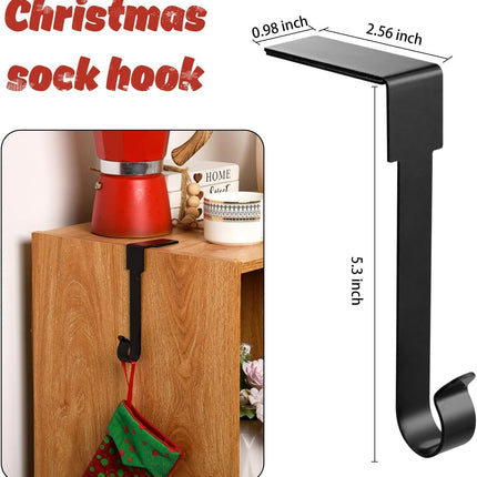 YUANQIAN Christmas Stocking Holders Mantel Hook Hangers Fireplace Hooks Hanger Christmas Stocking Hook Fireplace Hanger Grip for Christmas Party Decorations (Black)