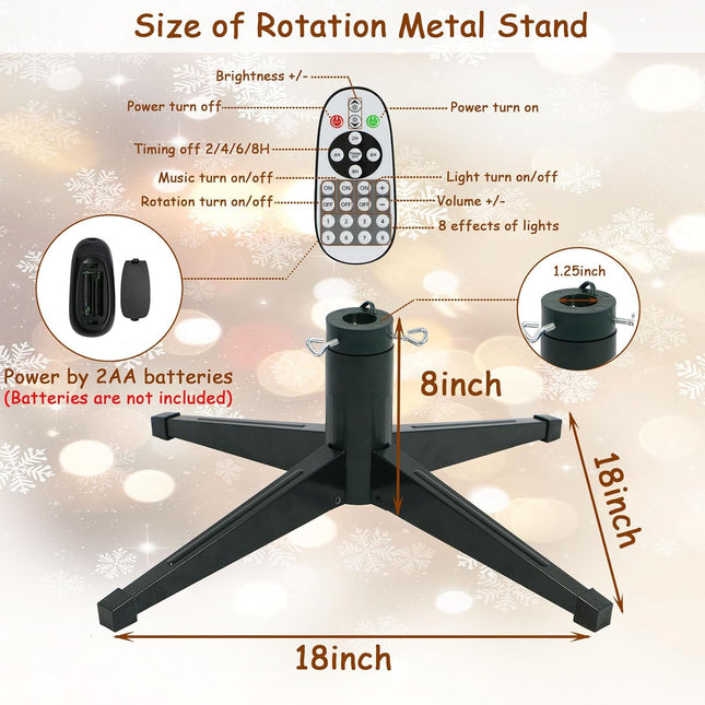 Rotating Christmas Tree Stand, Adjustable Tree Stands with Remote Control, Music, Adapter, Artificial Christmas Tree Stand for Up to 10 FT 80 LB Tree