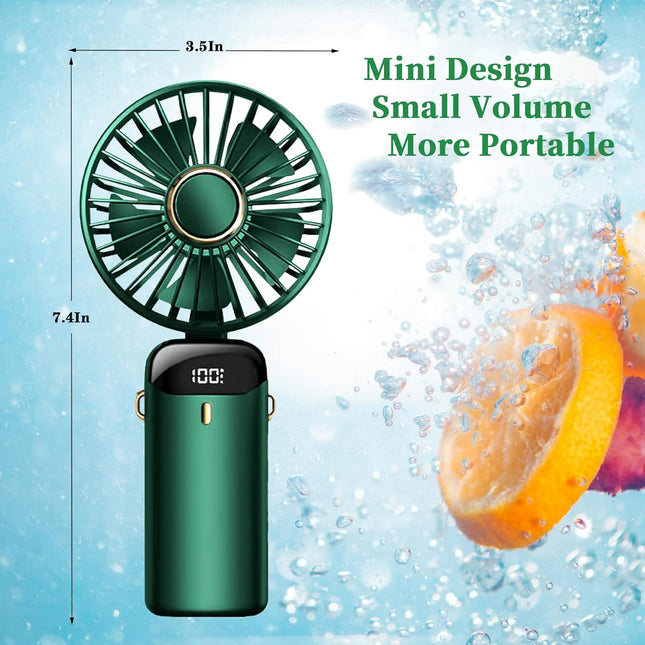 Mini Handheld Fan，Foldable Personal Portable Fan With 5 Speeds，4000Mah Battery Operated Usb Rechargeable Fan, Small Desk Fan Work