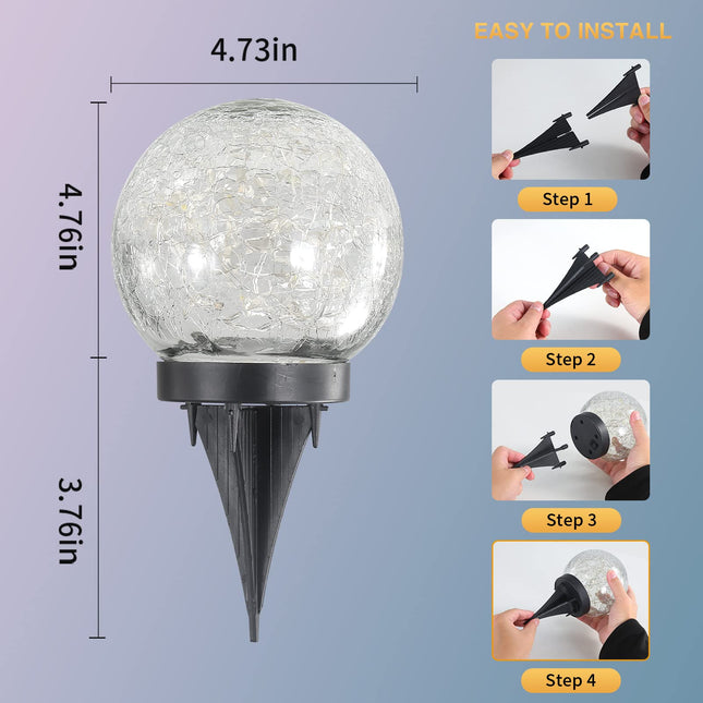 Solar Globes for Outside Solar Balls for Garden Crackle Glass Globe Solar Garden Lights Lawn Decor Yard Decor Backyard Decor for Outdoor Decor Decorations Pathway Patio