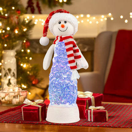 LED Lighted Snowman Swirling Glitter Musical Water Lantern Christmas Snow Globe Home Decoration and , Battery Operated or USB Powered