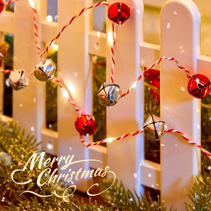 Christmas String Lights, 7.2ft 20 LEDs Battery Powered Jingle Bell Lights for Christmas Winter Festival Indoor, Xmas Tree, Fireplace, Decor, Red/Silver Bells